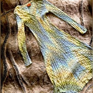 Vintage MISSONI Knit V-Neck Dress Ombré Wool Blend S/M